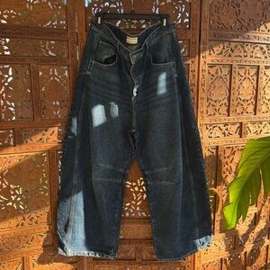 Free People Dark Blue Wide-Leg Jeans